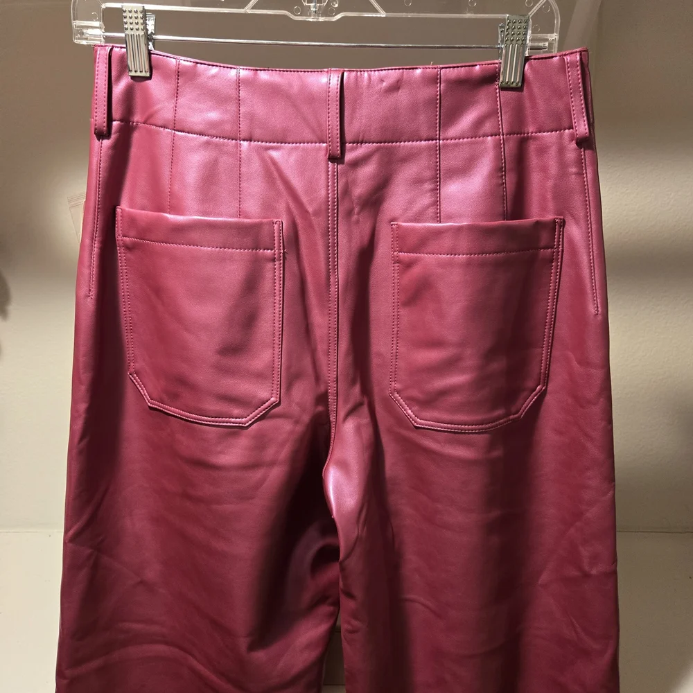 Maeve By Anthropologie Colette High Rise Cropped Wide-leg Faux Leather Pants. - Picture 6 of 10